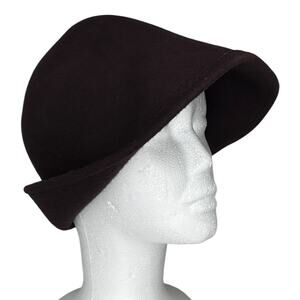 1970s–1980s New York Hat Co Brown Wool Felt Asymmetrical Cloche Hat